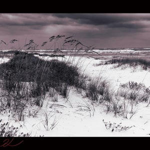 Plage orageuse, Pensacola Beach, FL. bichromie noir et blanc, paysage, télécharger, beaux-arts, professionnel, haut, côtier, Fine Art