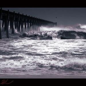 L&#39;ouragan Micheal, Pensacola Beach, Floride. bichromie noir et blanc, paysage, télécharger, beaux-arts, professionnel, haut, côtier, Fine Art