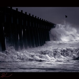 L&#39;ouragan Micheal, Pensacola Beach, Floride. bichromie noir et blanc, paysage, télécharger, beaux-arts, professionnel, haut, côtier, Fine Art