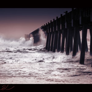 L&#39;ouragan Micheal, Pensacola Beach, Floride. bichromie noir et blanc, paysage, télécharger, beaux-arts, professionnel, haut, côtier, Fine Art