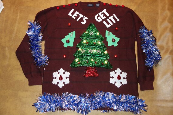 let's get lit christmas sweater