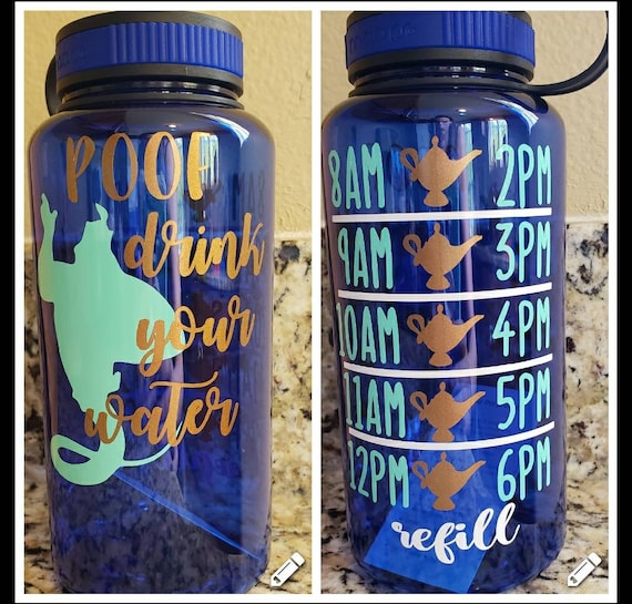 Poof Drink Your Water Aladdin and Jasmine Timeline Water Bottle Tracker/  Disney Princess Water Bottle Tracker/ Maars Widemouth Water Bottle 