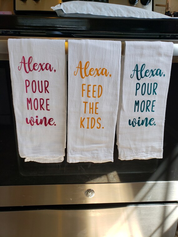 Funny Kitchen Tea Towels - Alexa, Do The Dishes - Humorous Flour