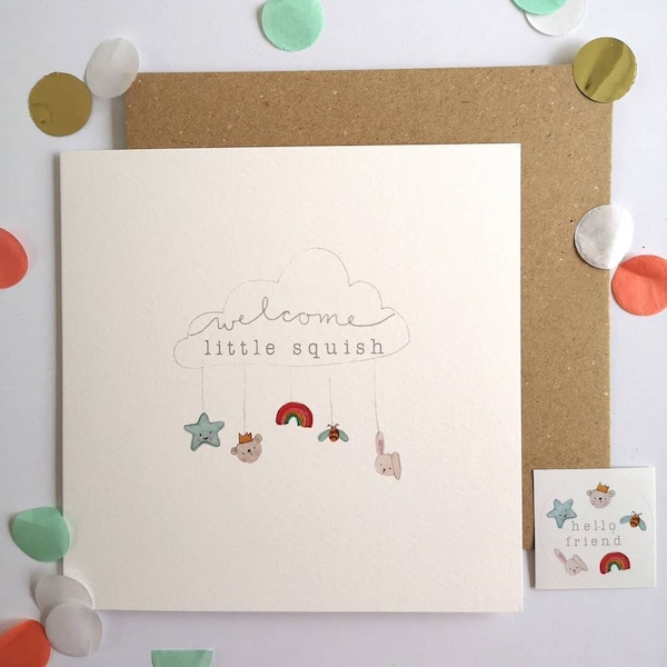 Welcome little squish! New baby card