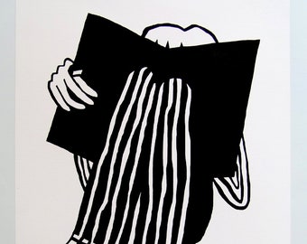 Sérigraphie, La Lectrice, 40x50