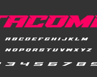 Czcionka Tacoma OTF Vector: Agresywne napisy w samochodach sportowych (pobranie cyfrowe)
