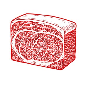 Rind Scheibe Vektorgrafik | Gourmet Fleisch Illustration | PNG, EPS | Premium Food Art zur Sublimation und zum Basteln