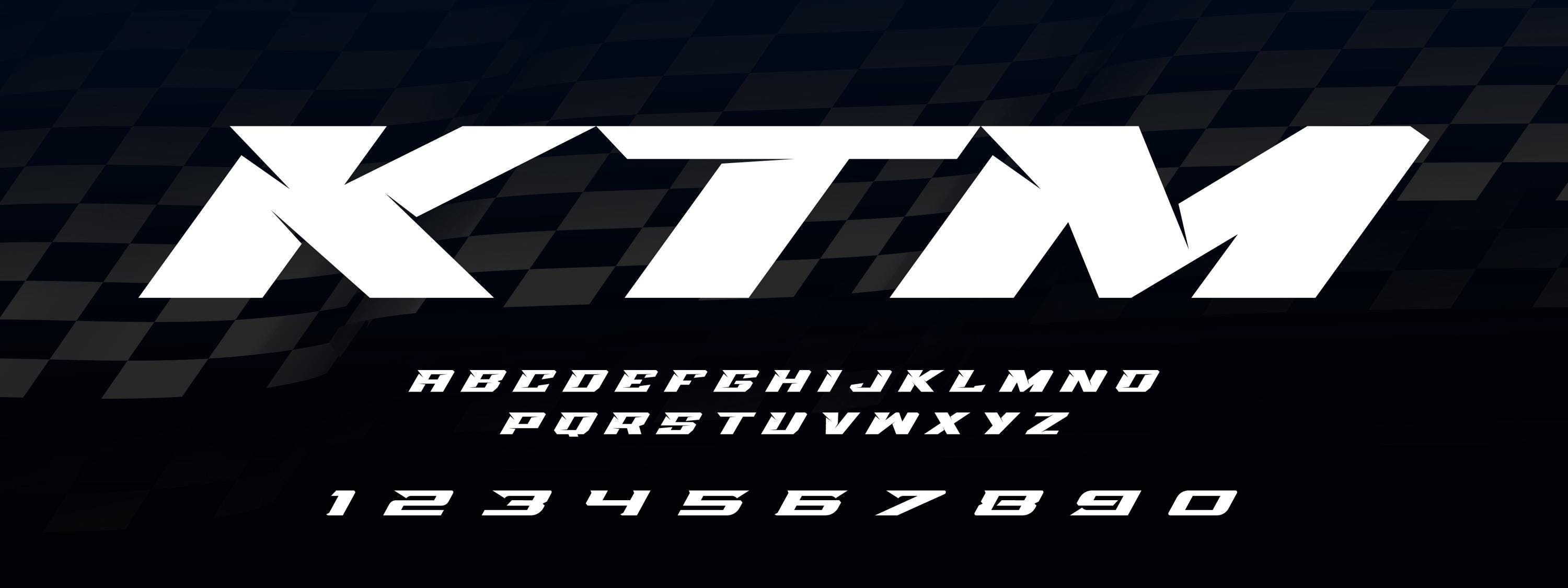KTM Racing Alphabet Font OTF Format: Aggressive Motocross Fonts Design ...
