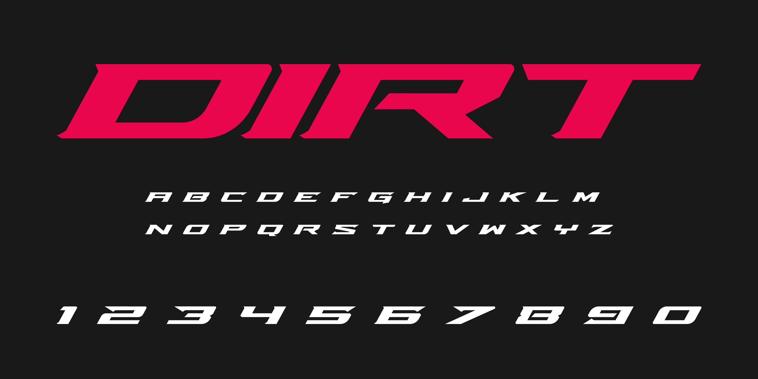 Dirt OTF Sport Font and Vector EPS Format: Aggressive off Road