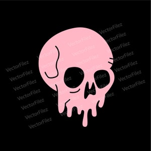 Vettore del teschio di fusione Teschi gocciolanti rosa SVG PNG Adesivo T shirt Felpa con cappuccio Design felpa Scarica ora