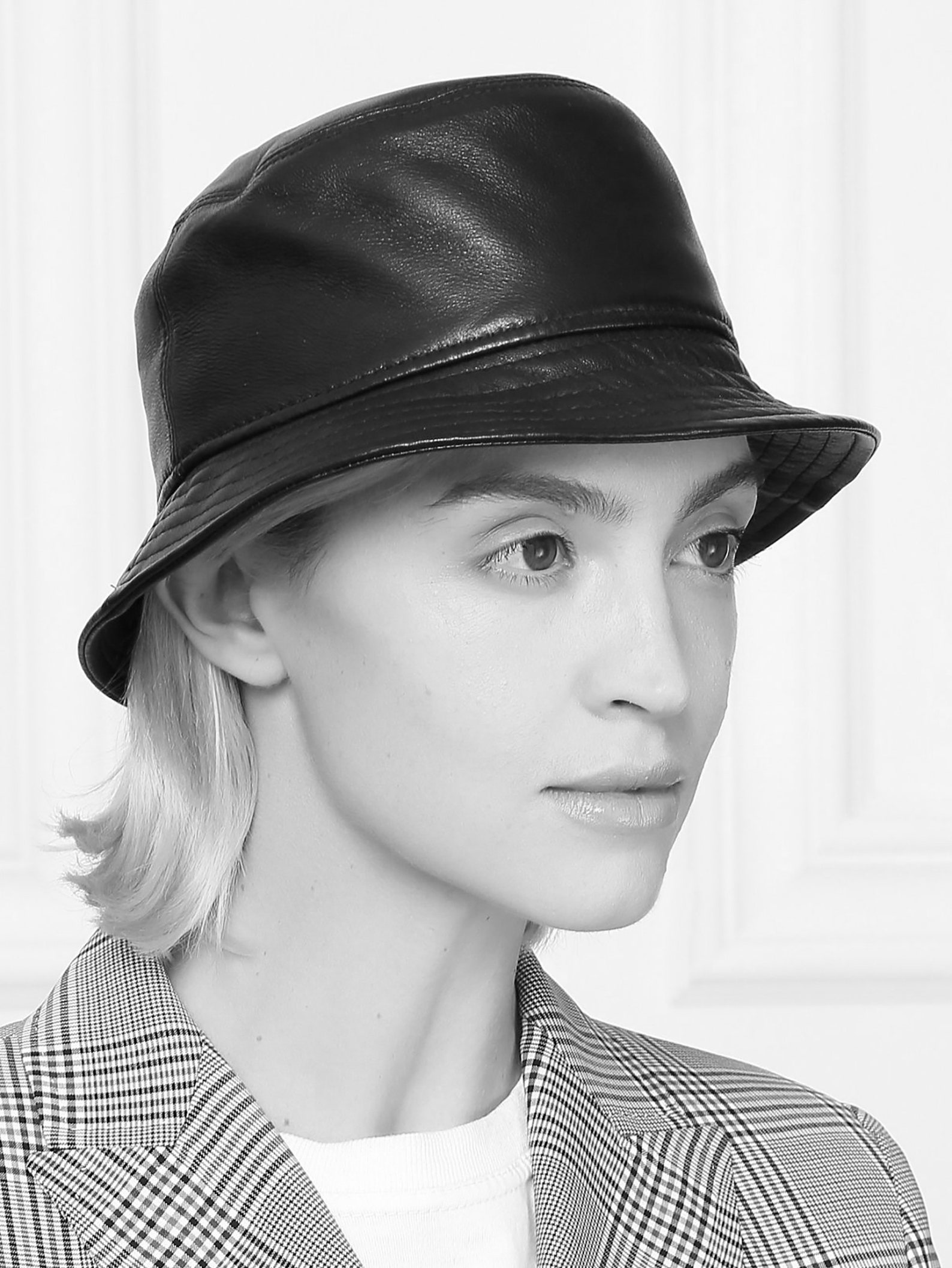 Black Bucket Hat Genuine Soft Leather Unisex Headwear Etsy