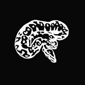 May include: A black and white illustration of a snake curled up in a brain shape.