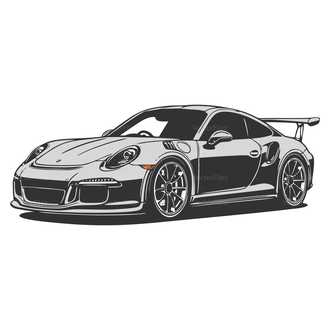 Porsche 911 GT3 Vector Silver Luxury Sportscar PNG EPS Sticker - Etsy