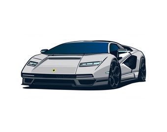 Lamborghini Countach LPI 800-4 vector Silver Luxury Sportscar PNG EPS Sticker T shirt Hoodie Sweatshirt design Download it Now