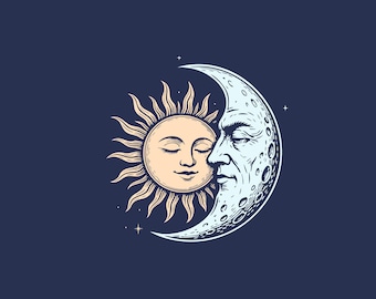 Boho Sun Vector Graphic: Minimalist Celestial Illustration (Digital Download)