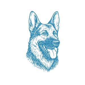 German Shepherd Dog Head Vector Design | Police Dog Clipart AI EPS PNG | German Shepherd Illustration for T Shirts Stickers Wall Art