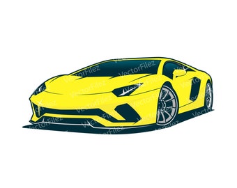 Lamborghini Aventador Vector: Yellow Sportscar Design (PNG, EPS)