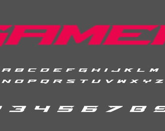 Format OTF czcionki Gamer Font Łatwa instalacja: Naklejki Cyber Game (do pobrania w wersji cyfrowej)