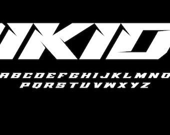 Czcionka Aikido OTF i format wektorowy EPS: Alfabet agresywnej walki (pobranie cyfrowe)