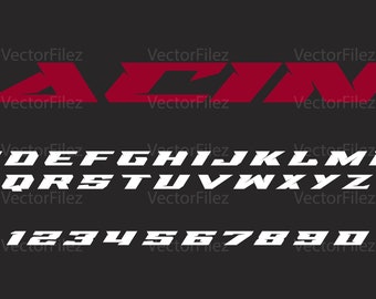 Format wektorowy czcionki wyścigowej: Agresywny alfabet samochodów sportowych (pobieranie cyfrowe)