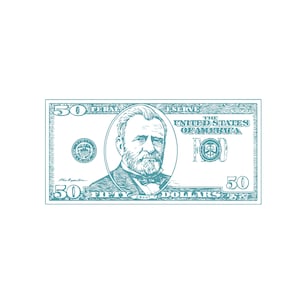 Fifty Dollar Bill Vector Graphic | Money Clipart | PNG, EPS, AI | Currency Illustration for Sublimation and Crafting