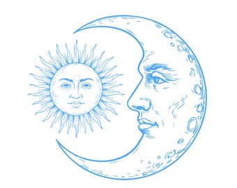 Boho Sun and Moon Vector Graphic: Celestial Illustration (Digital Download)