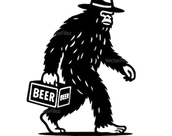 Grafika wektorowa Sasquatch Beer: Clipart Bigfoot na koszulki (pliki EPS, PNG, AI)