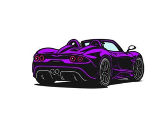 Pagani Utopia Roadster Vector Sticker Back Design | Supercar Clipart AI EPS PNG | Pagani Roadster Illustration T Shirts Stickers Wall Art