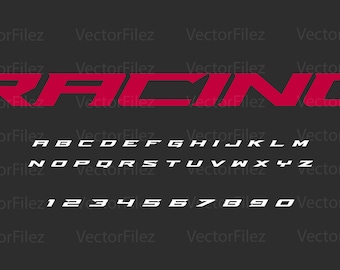 Czcionka Racing OTF i format wektorowy EPS: Aggressive Sportscar Alphabet (pobranie cyfrowe)