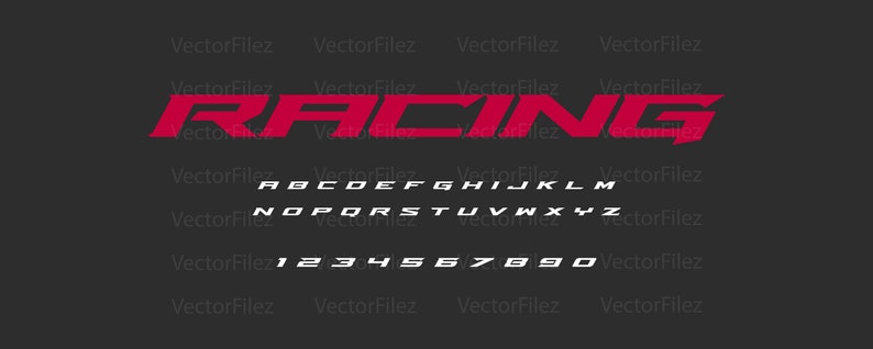 Racing OTF Font and EPS Vector Format: Aggressive Sportscar Alphabet ...
