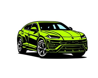 Lamborghini Urus vector Green Luxury Sportscar PNG EPS Sticker T shirt Hoodie Sweatshirt design Download it Now