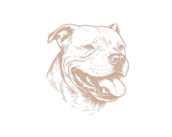 Pitbull Head Vector Drawing: Dog Clipart Illustration (AI, EPS, PNG)