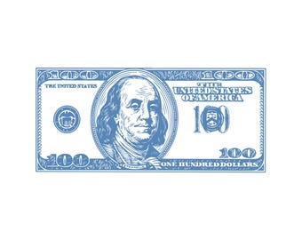 Hundred Dollar Bill Vector: Money Clipart for T-Shirt Design (EPS, PNG, AI Files)
