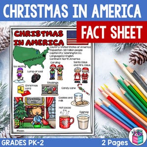 Factsheet Kerstmis in Amerika voor vroege lezers, kerstactiviteit voor kinderen