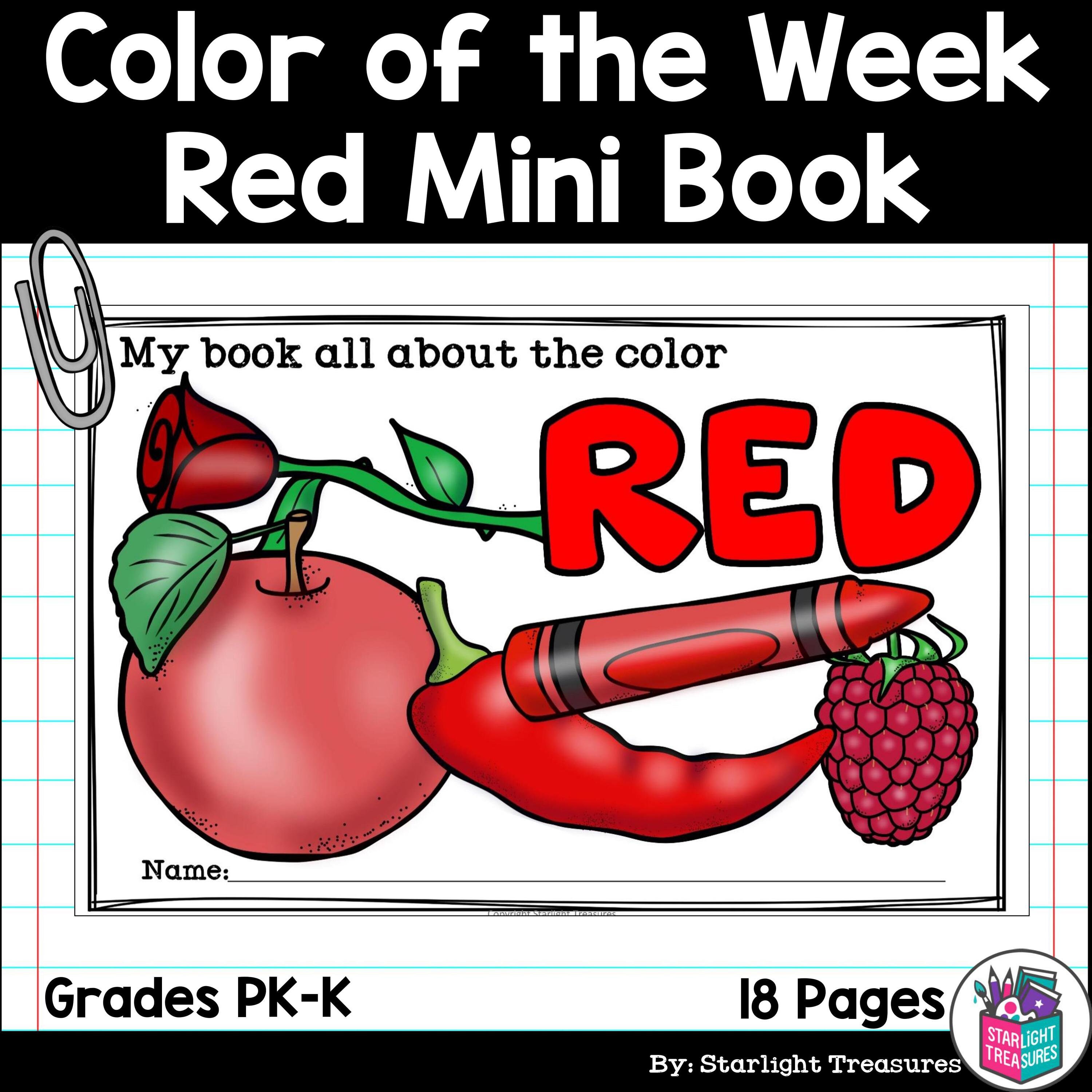 Colors of the Week: Red Mini Book for Early Readers - Etsy
