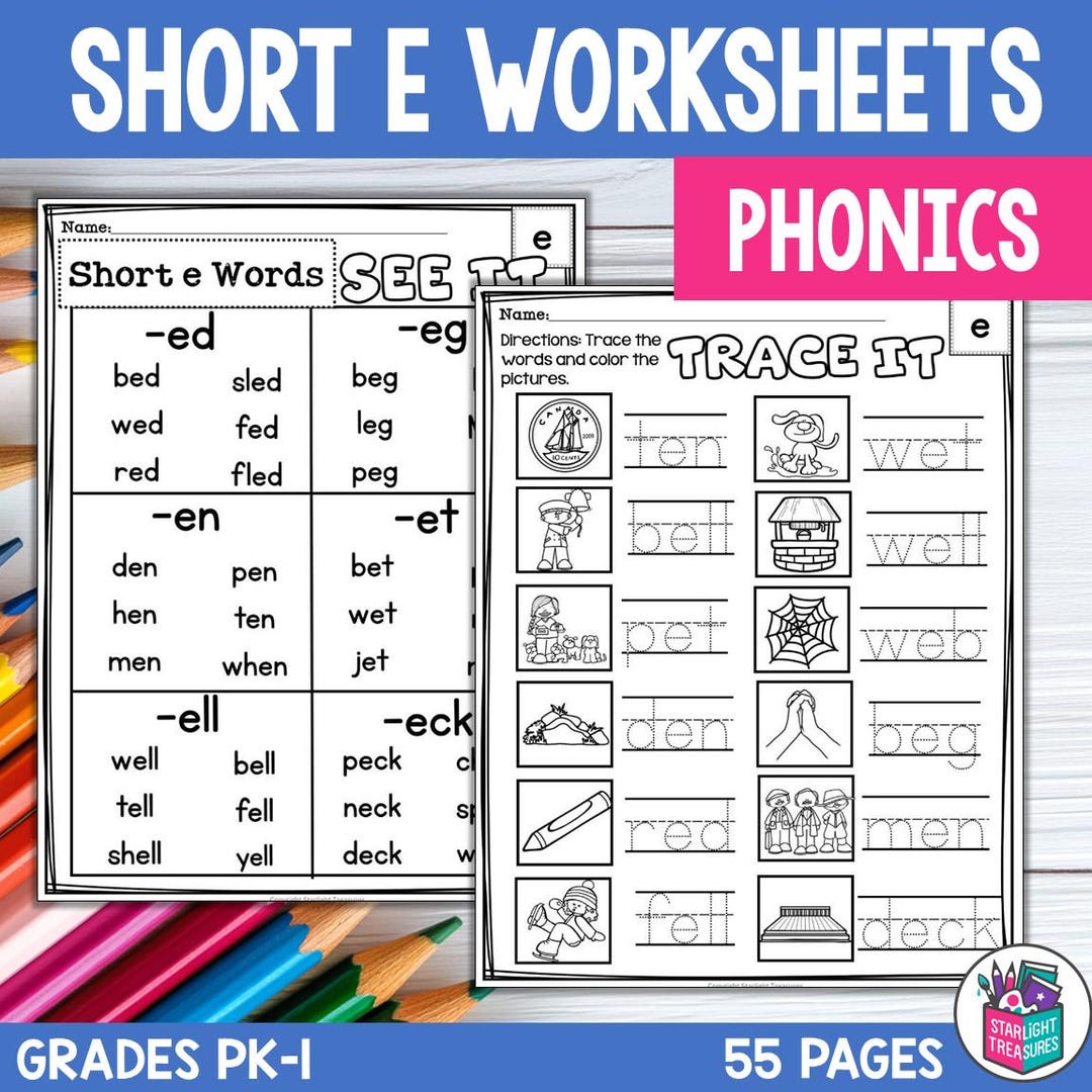 Short E Worksheets and Activities for Early Readers - Phonics (digital ...