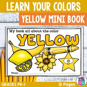 Colors of the Week: Yellow Mini Book for Early Readers - Etsy