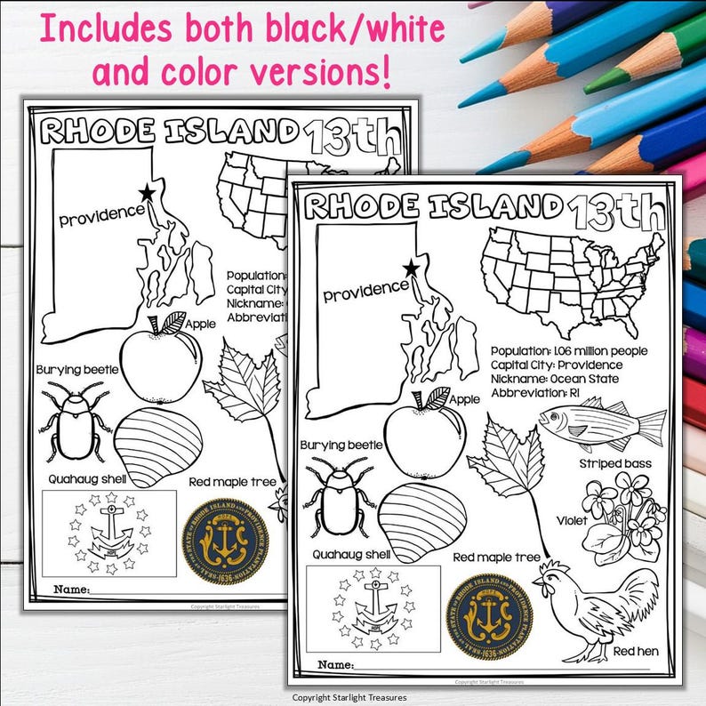 Rhode Island Fact Sheet for Early Readers - A State Study Activity Unit ...