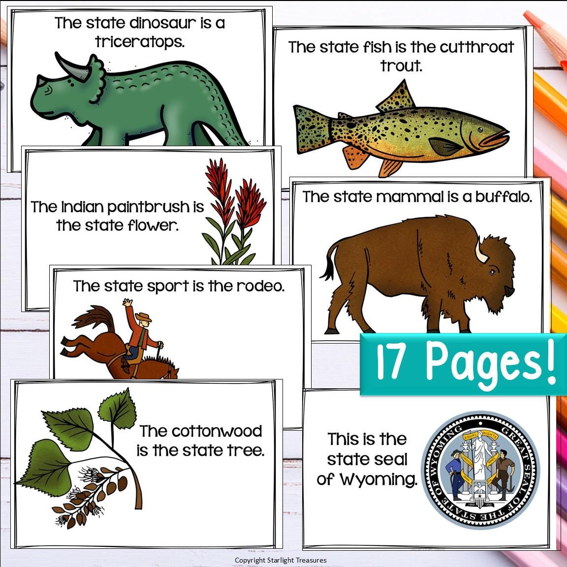 Wyoming Mini Book for Early Readers - A State Study - Etsy