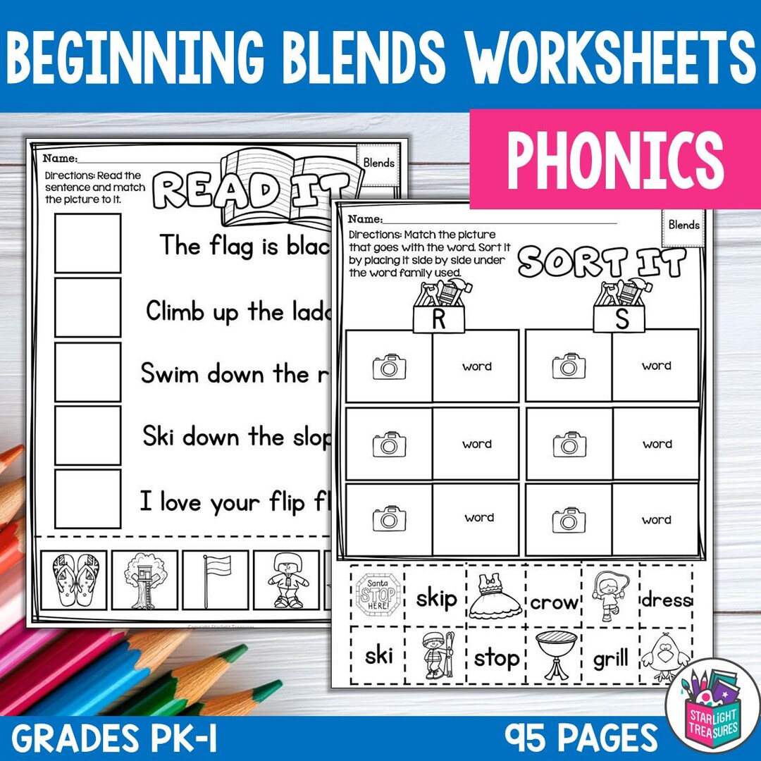 Beginning Blends Worksheets Activities for Early Readers - Phonics ...
