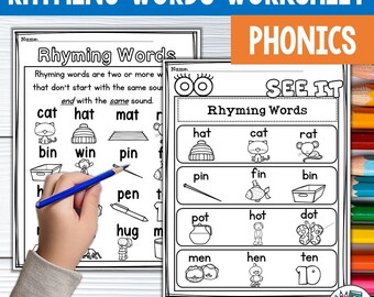Rhyming Words Worksheets and Activities for Early Readers - Phonics (Digital Download)