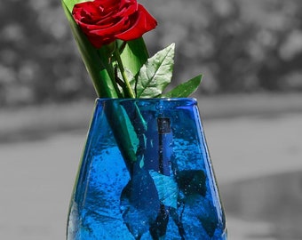 Maison Zoe Glasvase Dora  - Blumenvase aus buntem recyceltem Glas mit großer Öffnung - Vase mundgeblasen - Deko & Hochzeit
