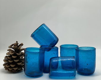 Maison Zoe 6-pieces 2 cl shot set made of recycled glass, diameter≈4 cm, height≈5 cm, 100% handmade, colorful shot glasses