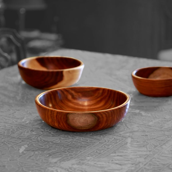 Maison Zoe wooden bowl made of sheesham wood - set of 3 - noble and robust - fruit bowl - tableware