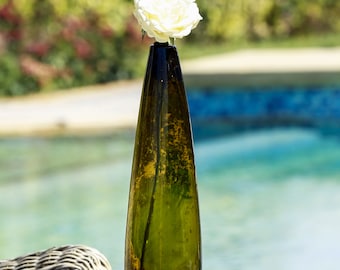 Jarrón de vidrio reciclado Maison Zoe - Glas Thea - 100% hecho a mano - florero - jarrón estrecho soplado - jarrón decorativo - jarrón tulipán - jarrón de mesa