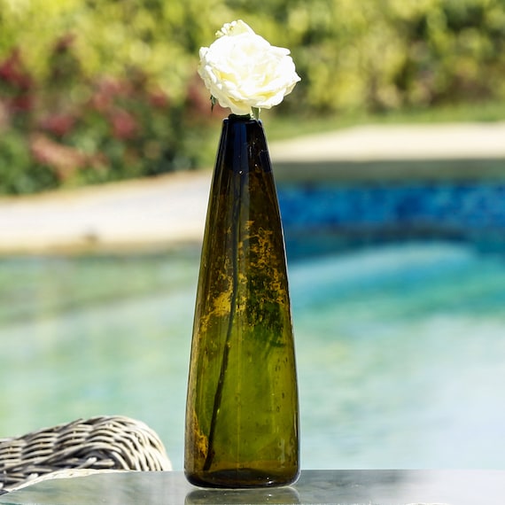 Maison Zoe Glasvase aus Recycling - Glas Thea - 100% Handmade - Blumenvase - schmale Vase mungeblasen - Dekovase - Tulpenvase - Tischvase