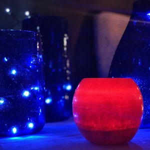 Maison Zoé photophore boule en pierre d'albâtre ronde naturelle bougeoir sculpté à la main décoration porte lanterne Red