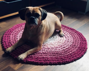 Tapis au crochet Maison Zoe - tapis crochetés dans différents tons triples ø85cm - lourd et rond - design multicolore - 100% fait main