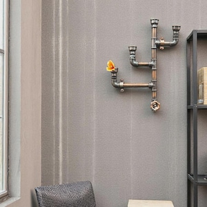 Maison Zoe Water Pipes Robust Metal Wall Decoration for Flower and Candles Industrial and Retro Wall Mounted Wall Decoration for Living Room
