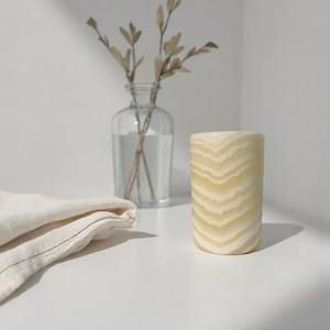 Maison Zoe Alabaster Candle Holder Set of 2 - Tea Light Holder made of Alabaster Stone - Lantern Holder 10cm in Cylinder Shape - Decoration